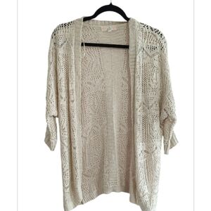 Pink Republic Cream 3/4 Sleeve Open-Knit Cardigan Size M